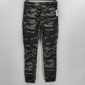 Anthropologie Pilcro High Rise Skinny Button Fly Camo Print Corduroy 28 NEW A9